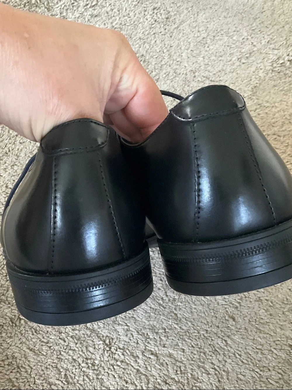 Calvin Klein Black Leather Square-Toe Derby Shoes